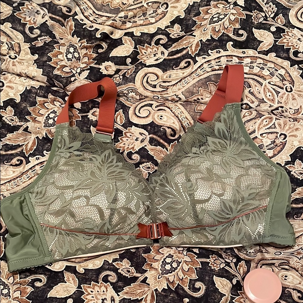 Elegant Lace Green 0range Bra